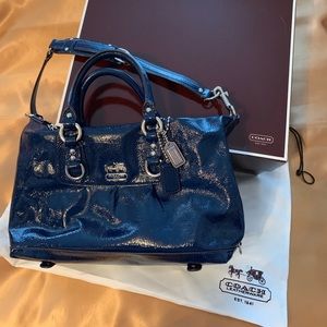 Coach Patent Leather Navy Handbag